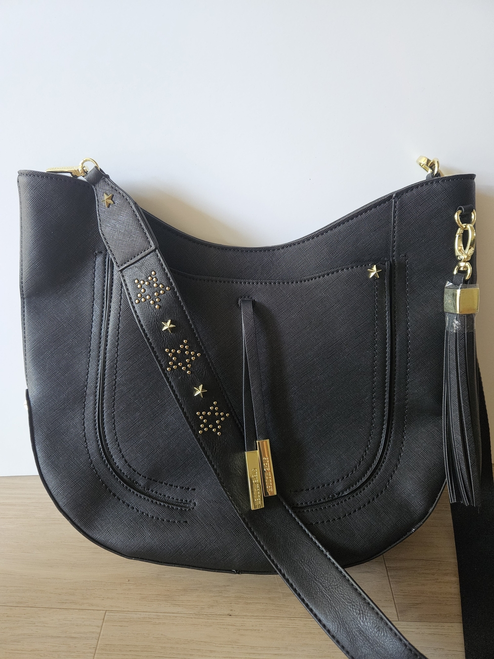 Steve Madden Vegan Leather Hobo Bag with Gold Stud Star Detail
